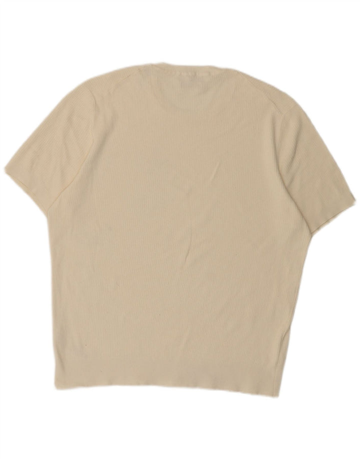 Massimo Dutti T-shirt da uomo a maniche corte Top Large in cotone bianco