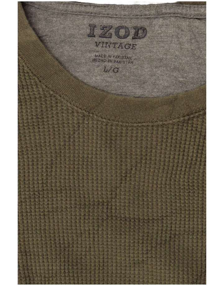 Top IZOD da uomo a maniche lunghe grande color kaki