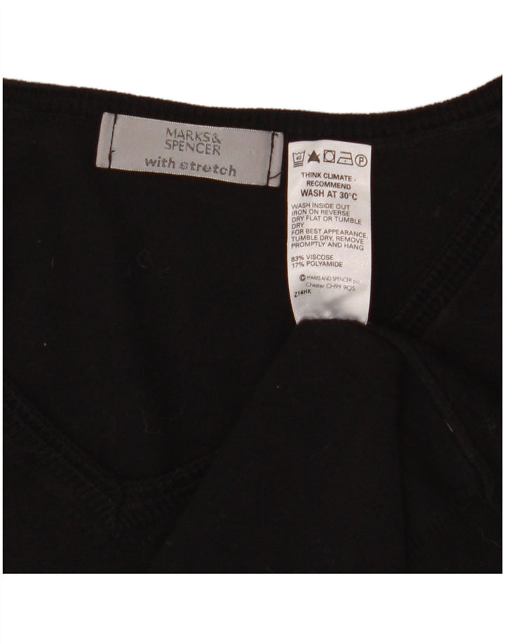 Maglione corto con scollo a V da donna Marks & Spencer UK 14 medio nero