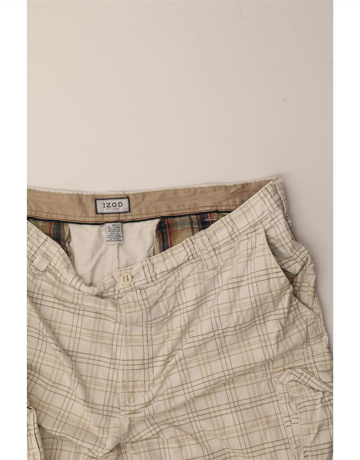 IZOD Mens Cargo Shorts W42 2XL Grey Check Cotton Vintage Izod and Second-Hand Izod from Messina Hembry 