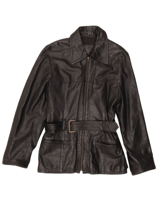 Giacca in pelle da donna vintage IT 44 media in pelle nera