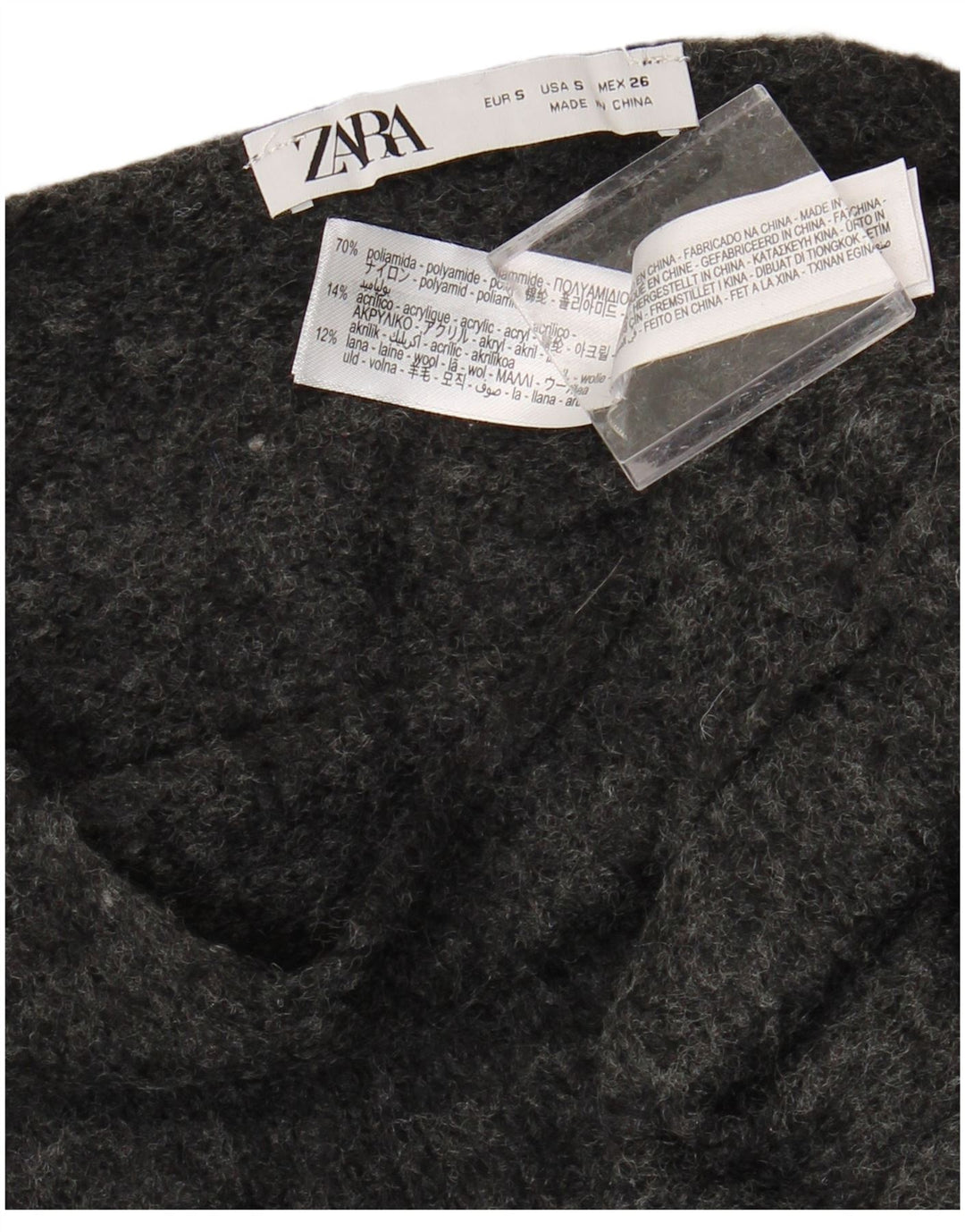 ZARA Womens Oversized Knit Crop Top UK 10 Small Black Polyamide