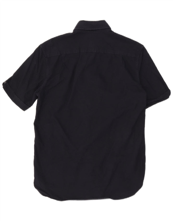 FRED PERRY Camicia a maniche corte da uomo piccola in cotone blu navy