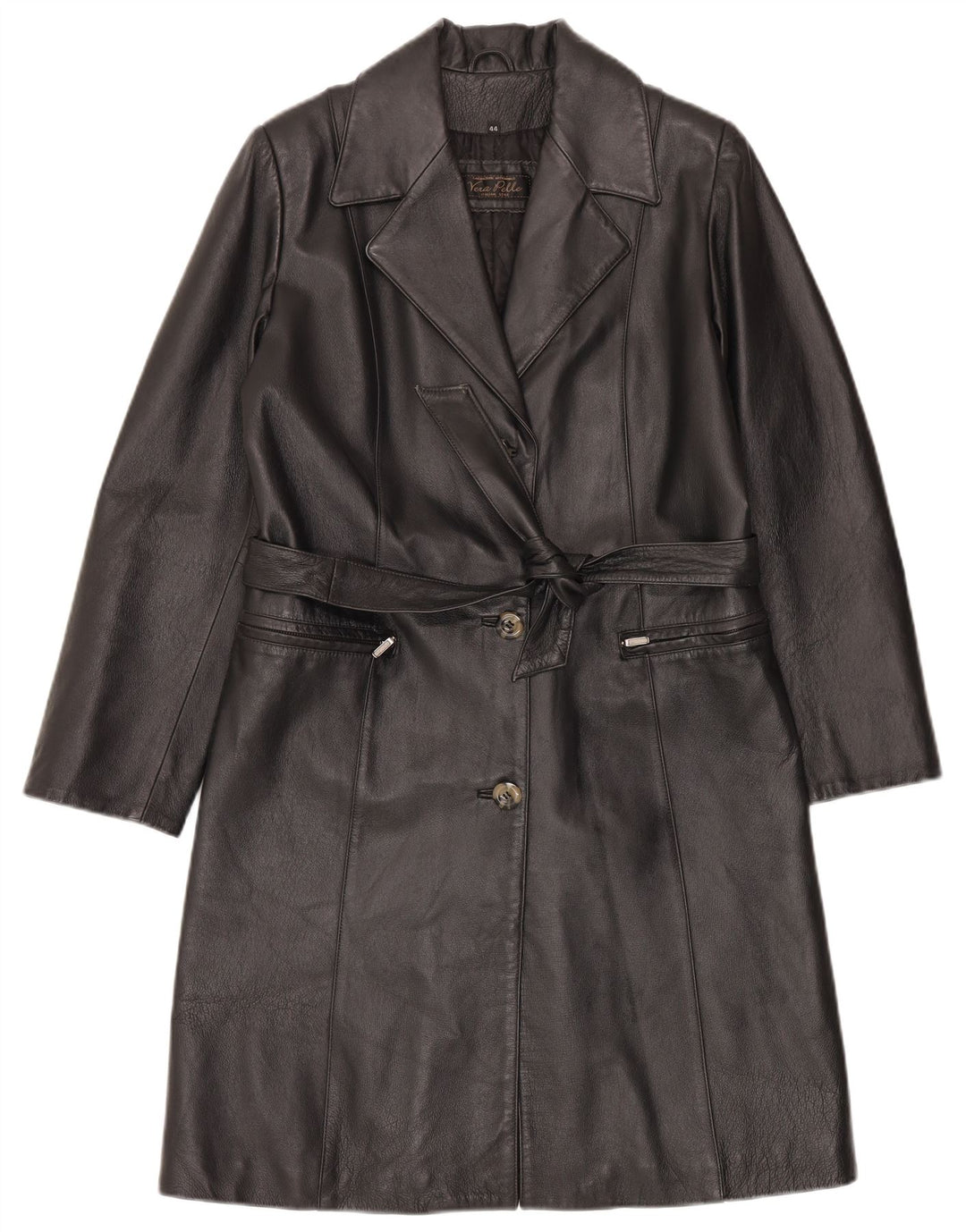 LAVORAZIONE ARTIGIANALE Cappotto Donna in Pelle IT 44 Medio Pelle Nera