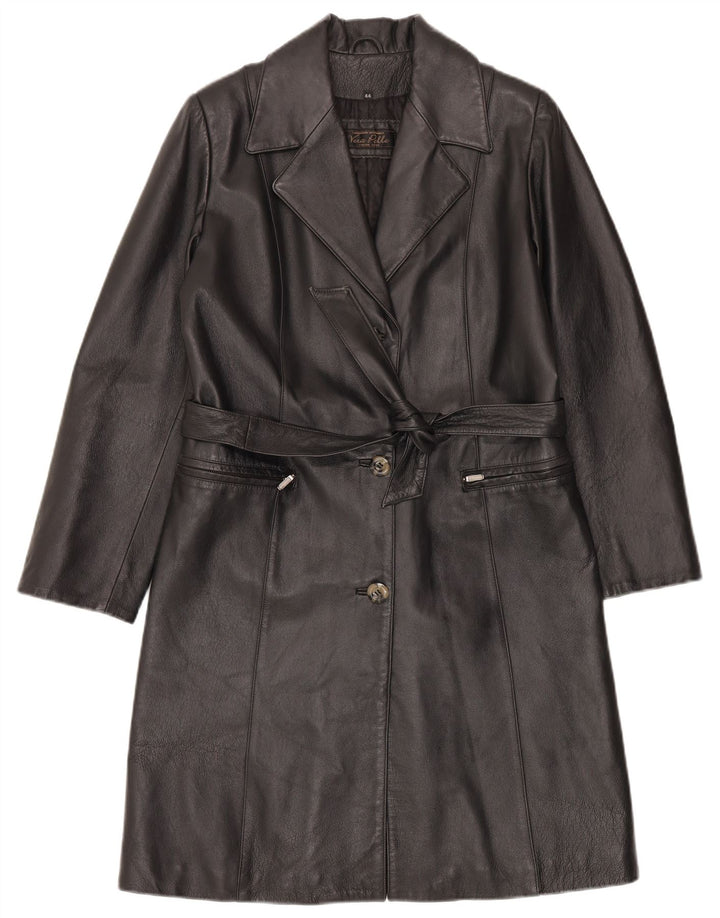 LAVORAZIONE ARTIGIANALE Cappotto Donna in Pelle IT 44 Medio Pelle Nera