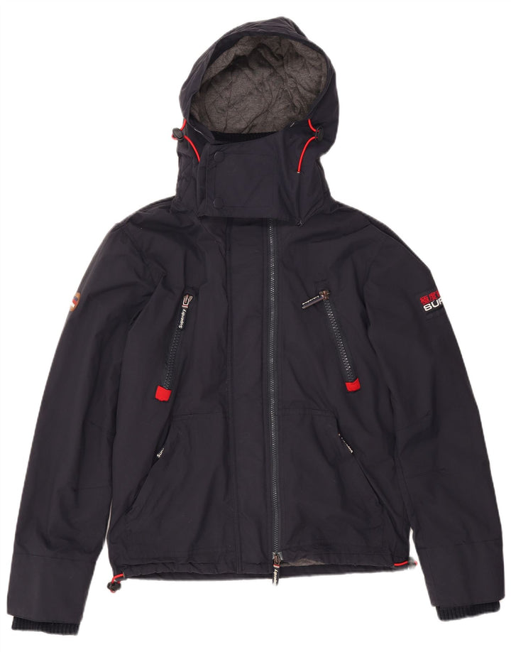 Giacca a vento con cappuccio da uomo Superdry UK 38 nylon blu navy medio