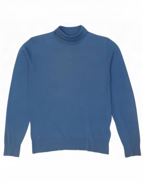 Maglione maglione a collo alto da donna Massimo Dutti UK 14 Seta blu medio