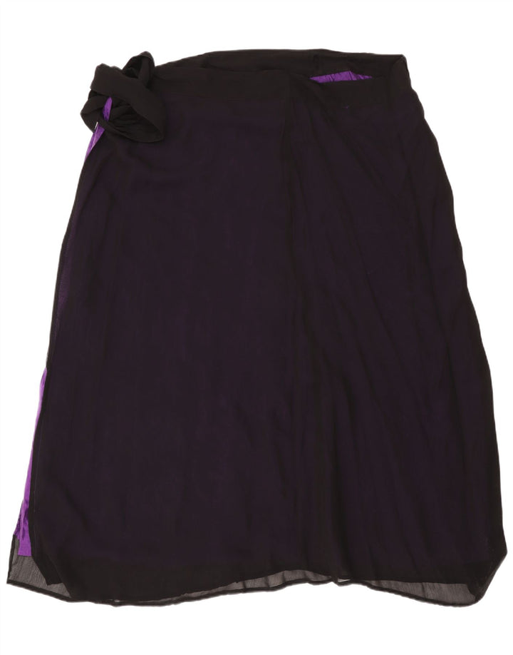 Gonna a portafoglio da donna vintage taglia unica W48 in viscosa nera