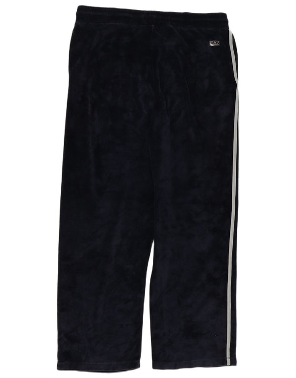 Pantaloni da tuta in velluto da uomo Emporio Armani a righe grandi blu navy