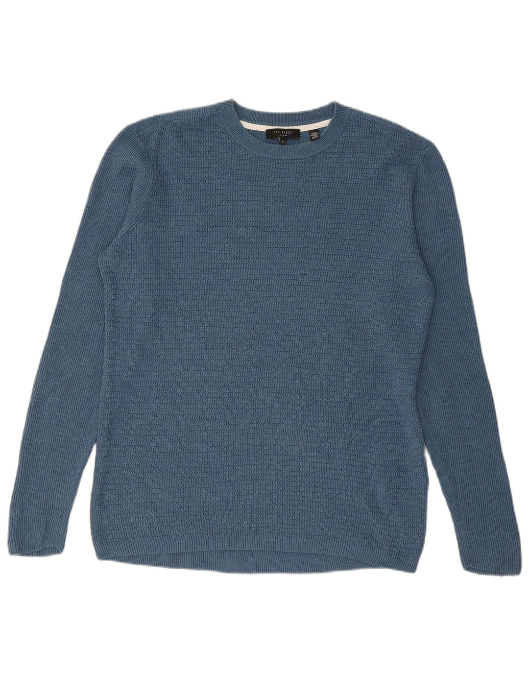 Maglione maglione girocollo da uomo Ted Baker taglia 3 cotone blu medio