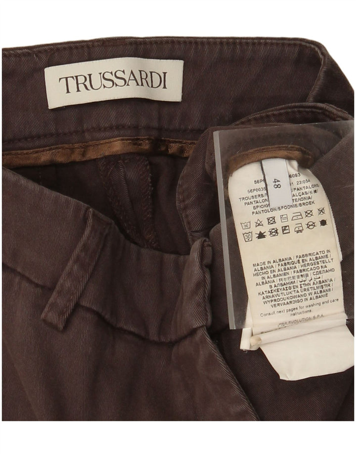 Pantaloni Chino Dritti Donna Trussardi IT 48 Medio W32 L26 Marrone Lyocell