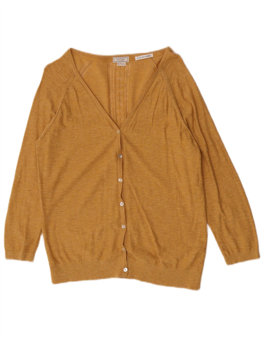 Maglione cardigan da donna Fat Face UK 10 piccolo cotone giallo