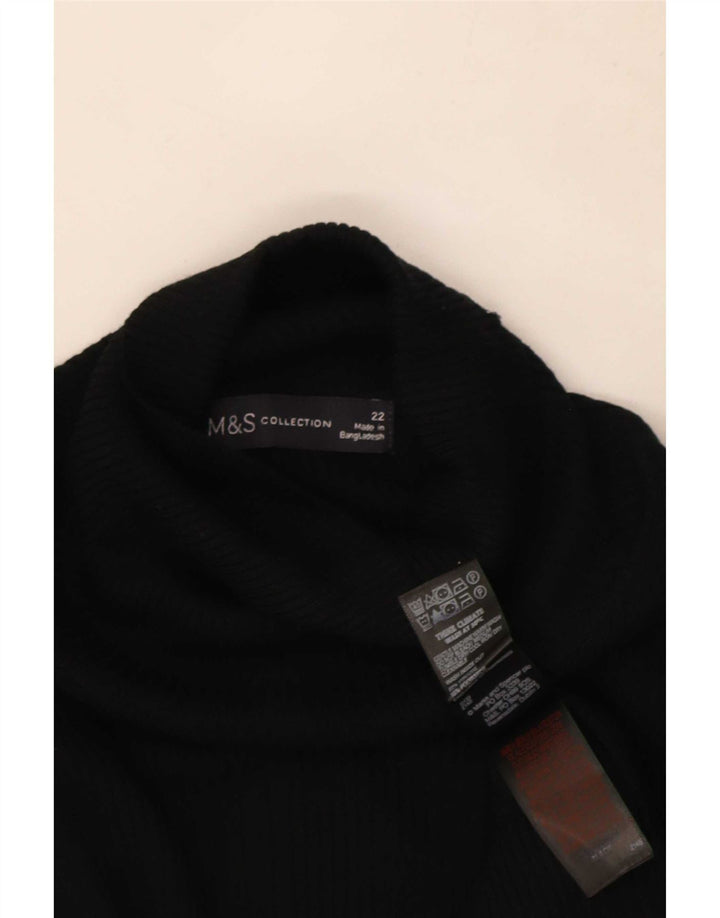 Maglione maglione a collo alto da donna Marks & Spencer UK 22 3XL viscosa nera