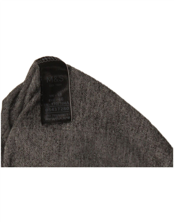 Marks & Spencer Top da donna manica 3/4 UK 18 XL poliestere a quadretti nero