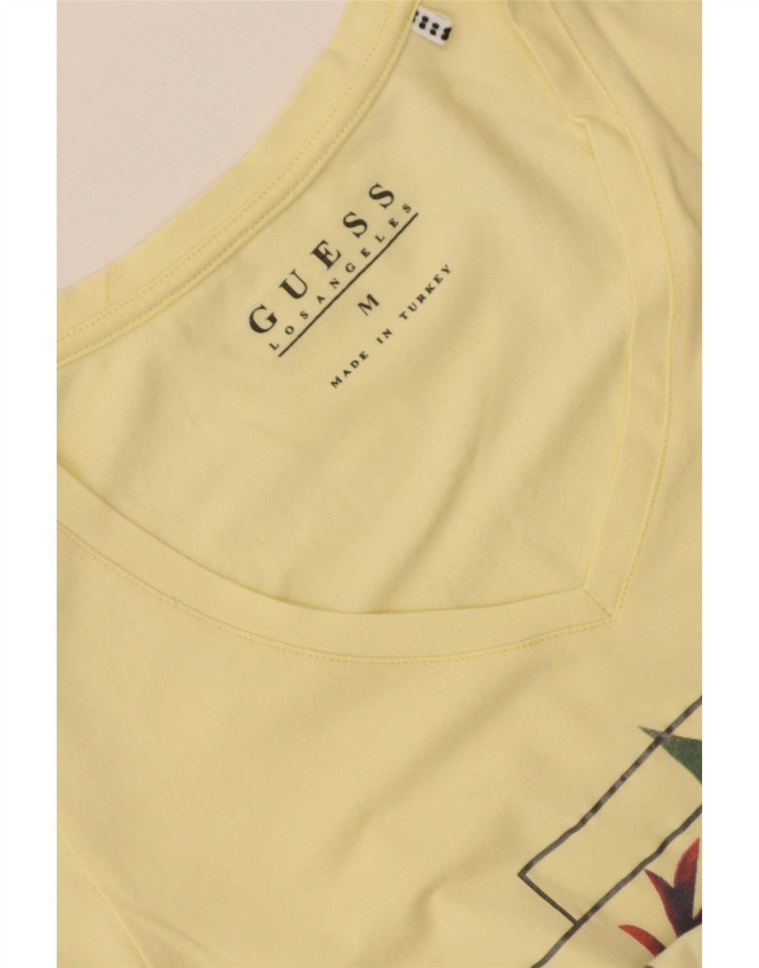 Guess T-shirt grafica da donna Top UK 12 Medium Giallo