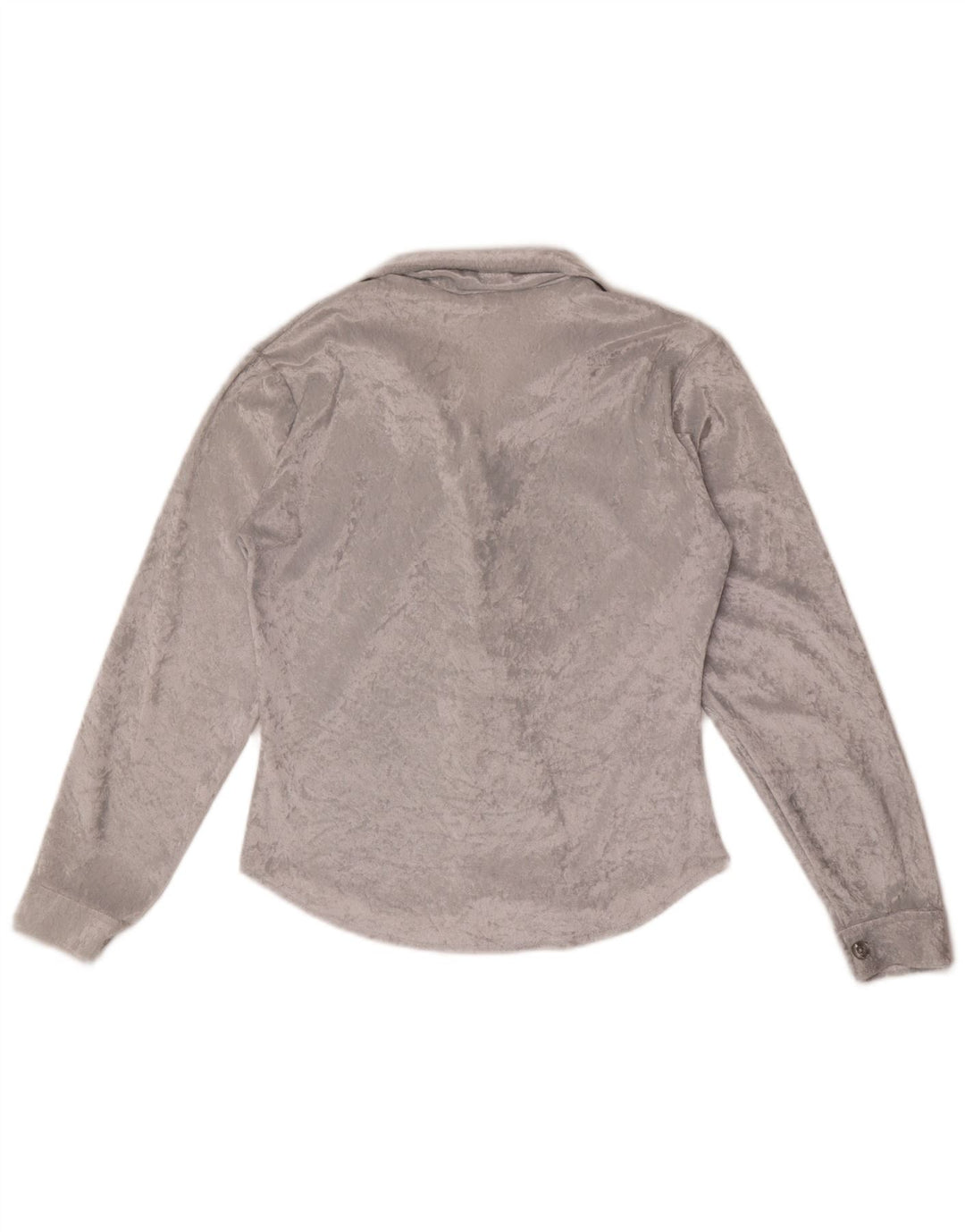 Camicetta vintage da donna in velluto UK 12 Poliestere grigio medio