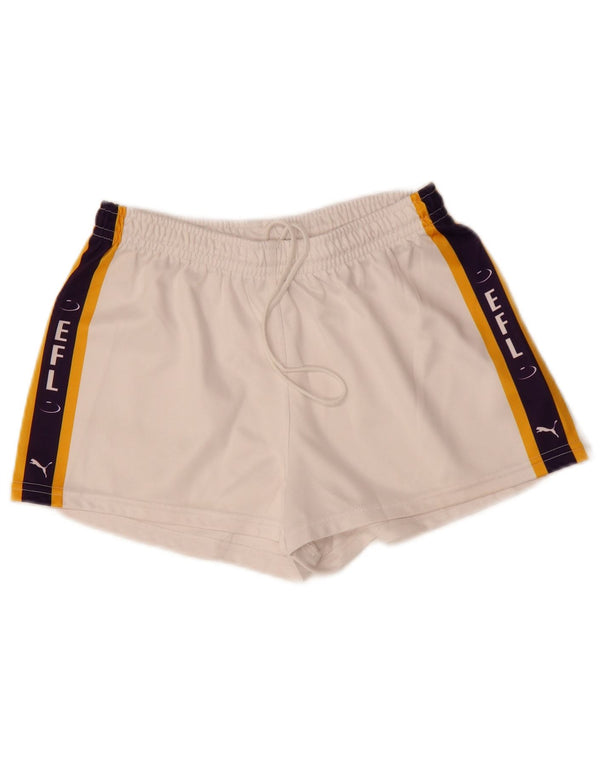 Pantaloncini sportivi grafici da donna Puma UK 14 Large Bianco Colourblock Poliestere