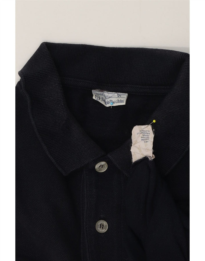 Polo da uomo a maniche lunghe Sergio Tacchini in cotone blu navy medio