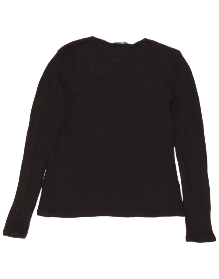 ZARA Maglione da Donna con Scollo a Barca UK 12 Viscosa Nera Media