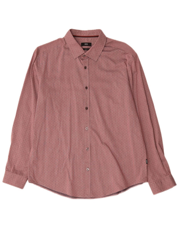 Camicia slim fit da uomo Hugo Boss XL cotone maculato rosso