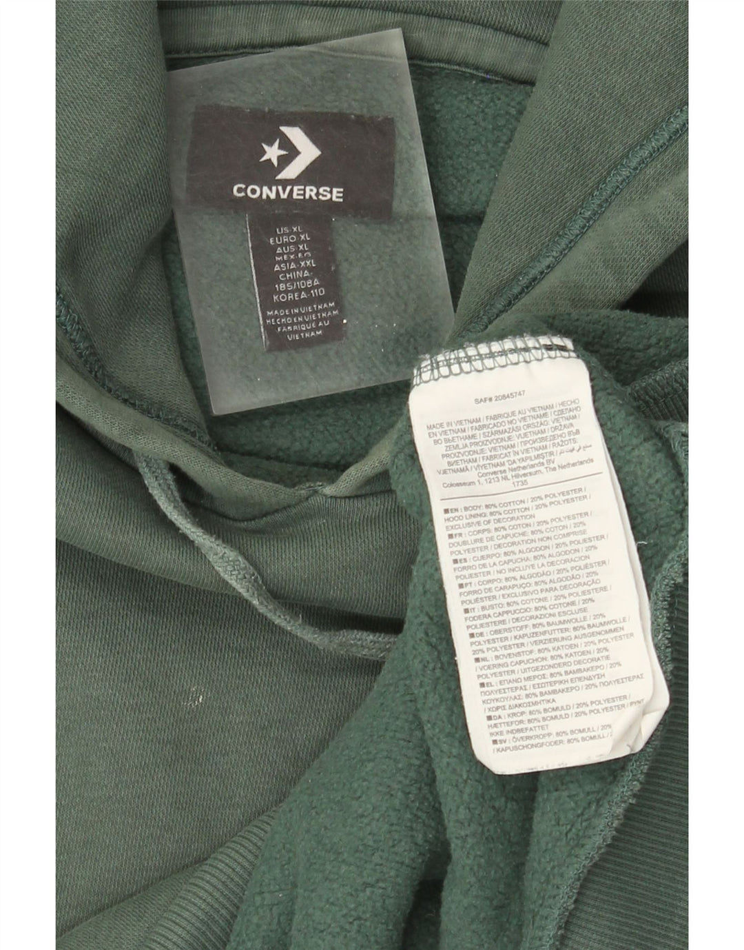 Felpa con cappuccio da uomo Converse XL verde cotone