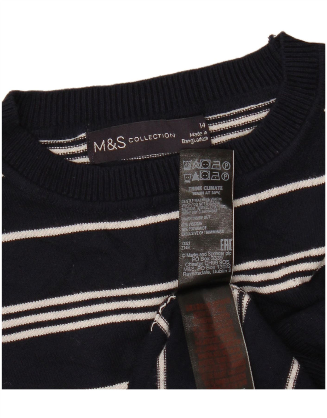 MARKS & SPENCER Maglione corto girocollo da donna UK14 Blu navy medio