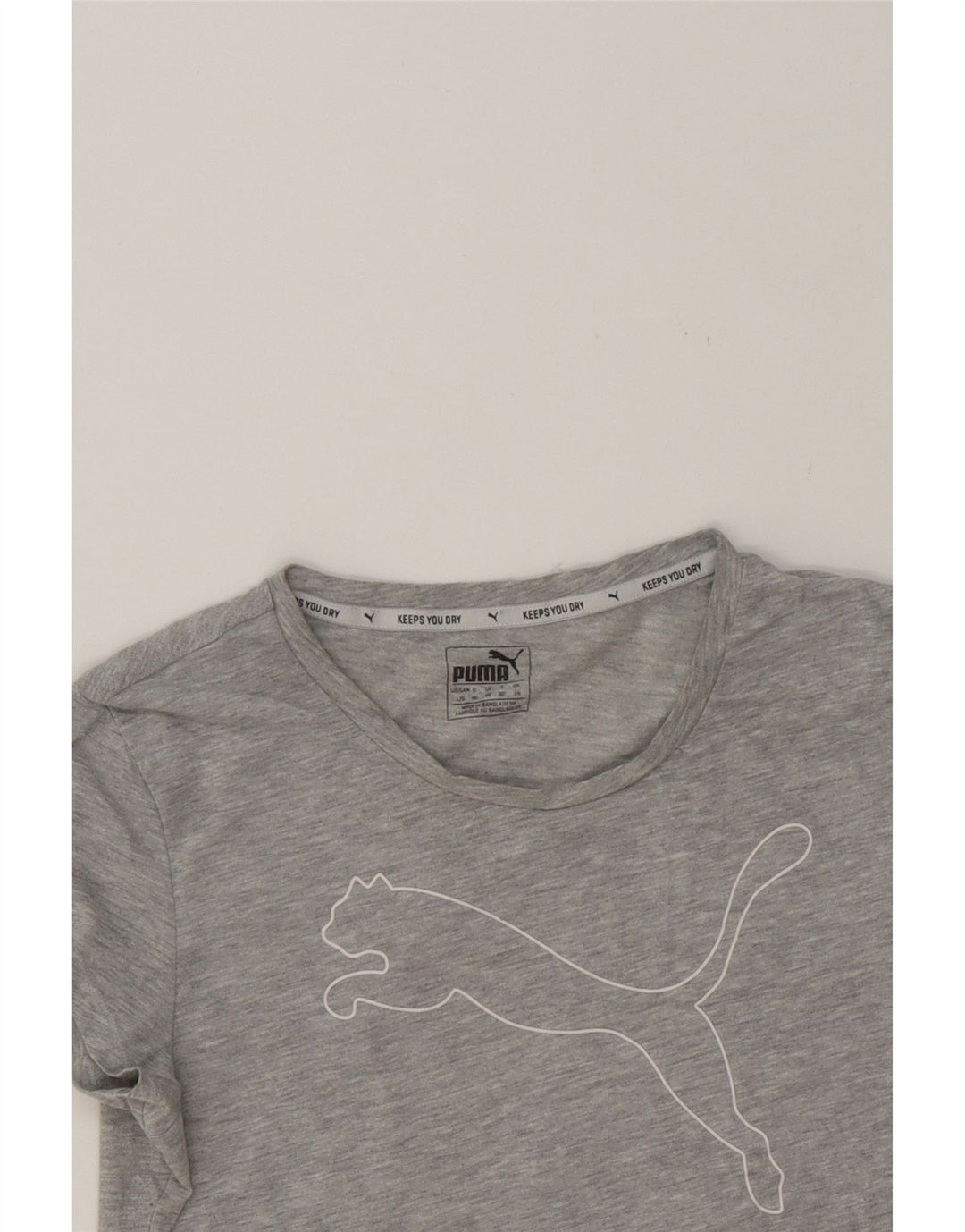 PUMA Womens Graphic T-Shirt Top UK 14 Medium Grey Flecked Polyester Vintage Puma and Second-Hand Puma from Messina Hembry 