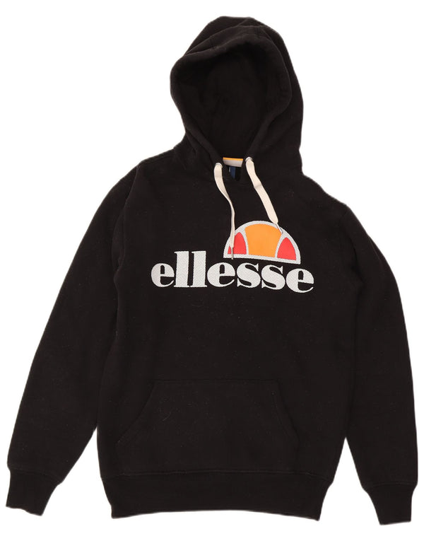 Felpa con cappuccio grafica da uomo Ellesse piccola in cotone nero