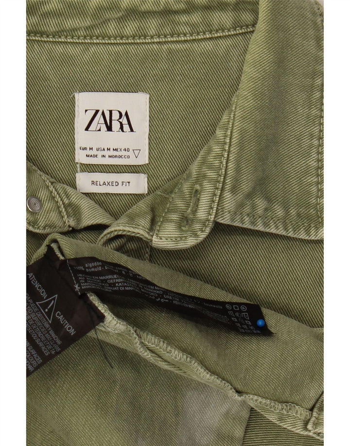 Camicia in denim dalla vestibilità rilassata da uomo ZARA in cotone verde medio