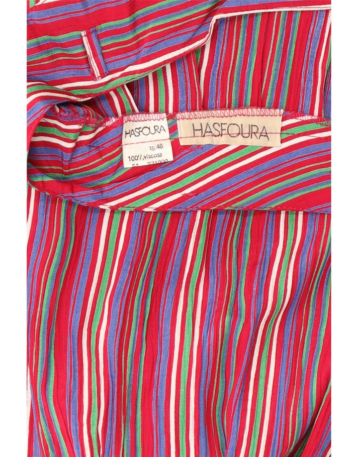 Gonna a pieghe vintage da donna IT 46 grande W28 gessato multicolore