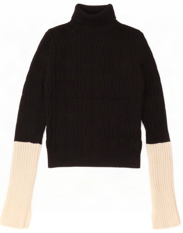 Zara Maglione corto da donna con collo alto e collo alto UK 10 Small Nero Colourblock