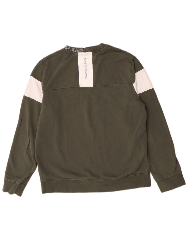 Calvin Klein Jeans Boys Sweatshirt Jumper 15-16 Years XL Green Colourblock