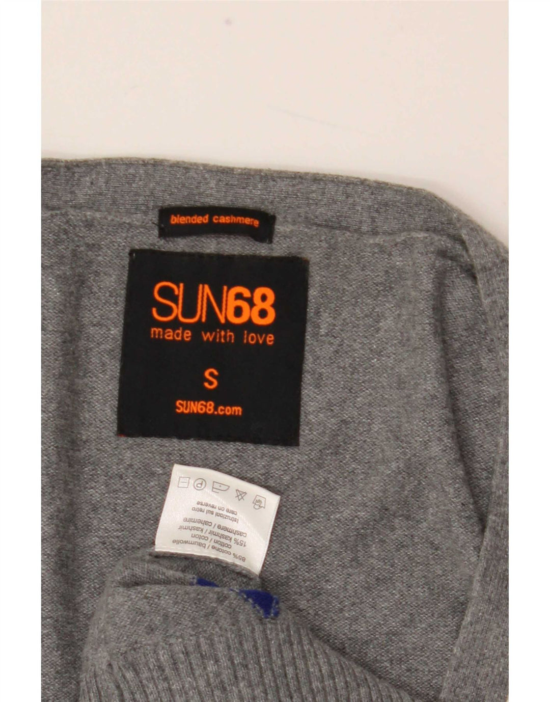 Maglione cardigan da uomo Sun68 piccolo cotone grigio a rombi/diamante