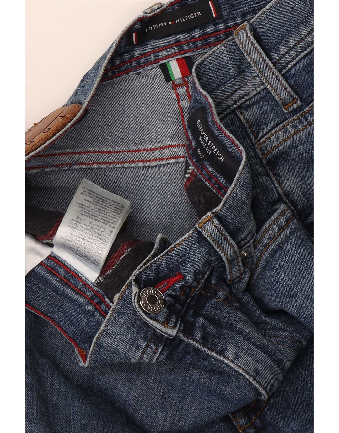 Tommy Hilfiger Uomo Bleecker Slim Jeans W32 L32 Cotone Blu