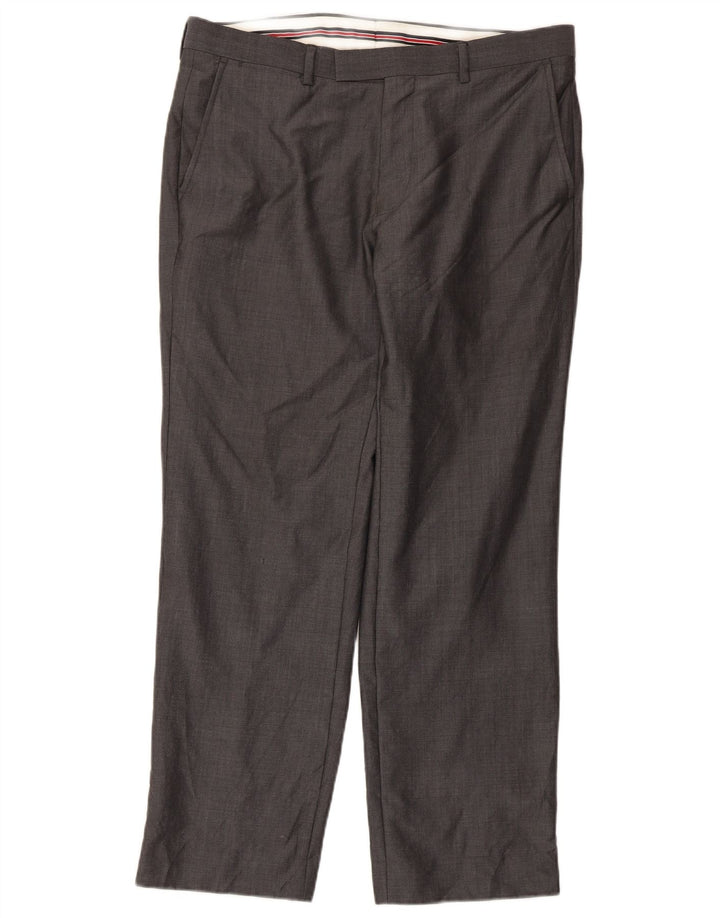 Pantaloni da abito dritti autografi da uomo Marks & Spencer W34 L29 lana grigia