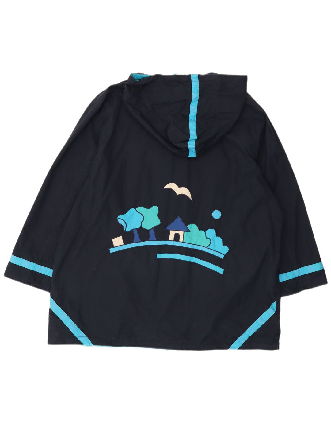 DW-SHOP Giacca a vento con cappuccio grafica da donna UK 20 2XL Cotone blu navy