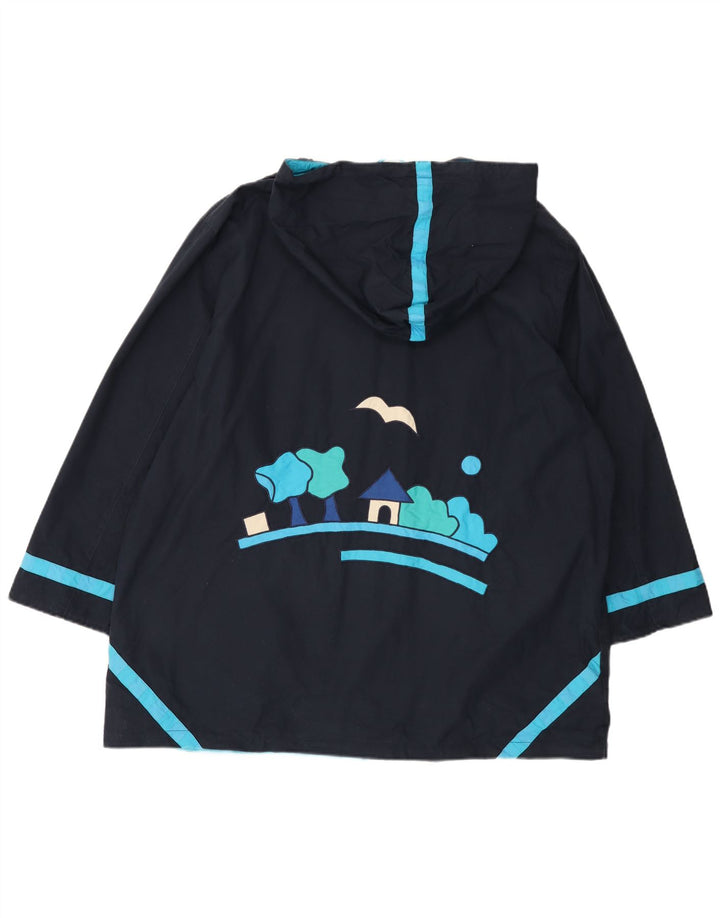 DW-SHOP Giacca a vento con cappuccio grafica da donna UK 20 2XL Cotone blu navy