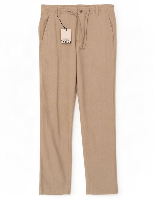 Pantaloni chino slim da uomo Zara EU 38 Small W30 L30 Lino beige