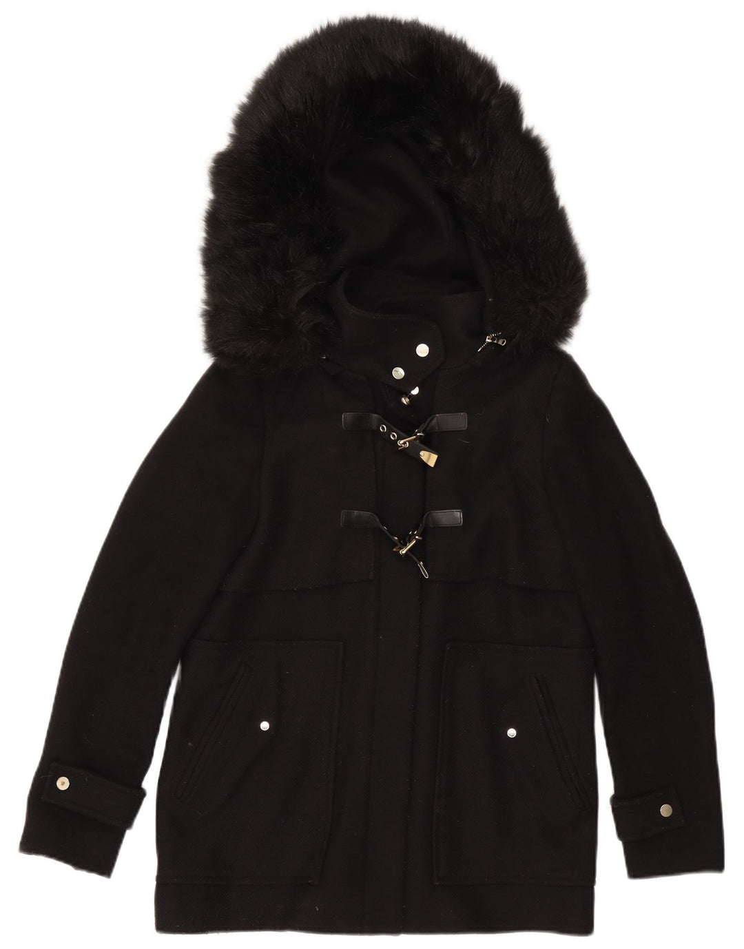 Giubbotto bomber con cappuccio da donna Zara UK 14 poliestere nero medio