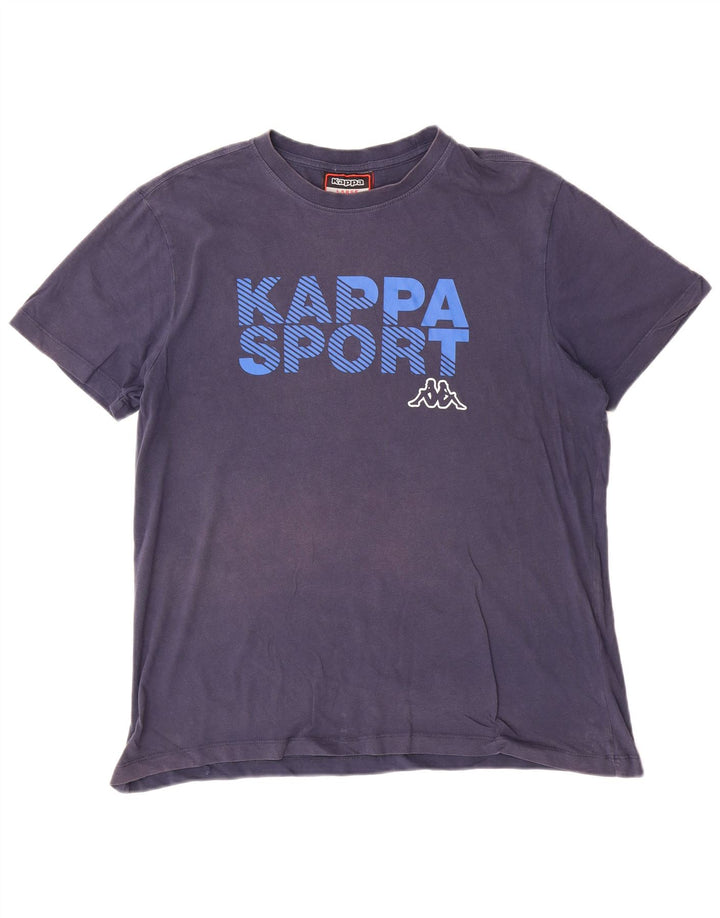 T-shirt grafica da uomo Kappa Top Large in cotone blu navy