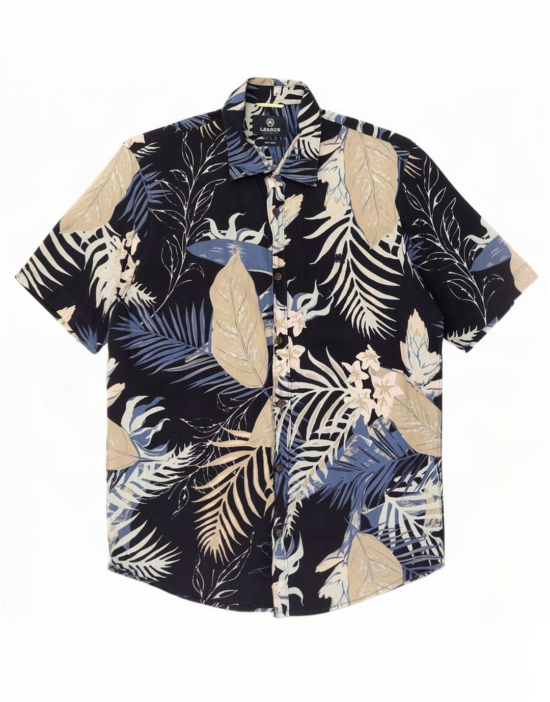 Camicia a maniche corte da uomo Lerros in cotone floreale blu navy medio