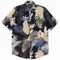 Camicia a maniche corte da uomo Lerros in cotone floreale blu navy medio