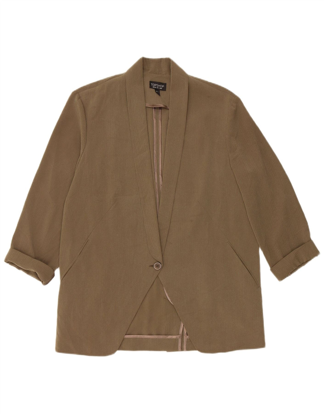 Giacca blazer oversize da donna a 1 bottone Topshop UK 10 piccolo gessato kaki