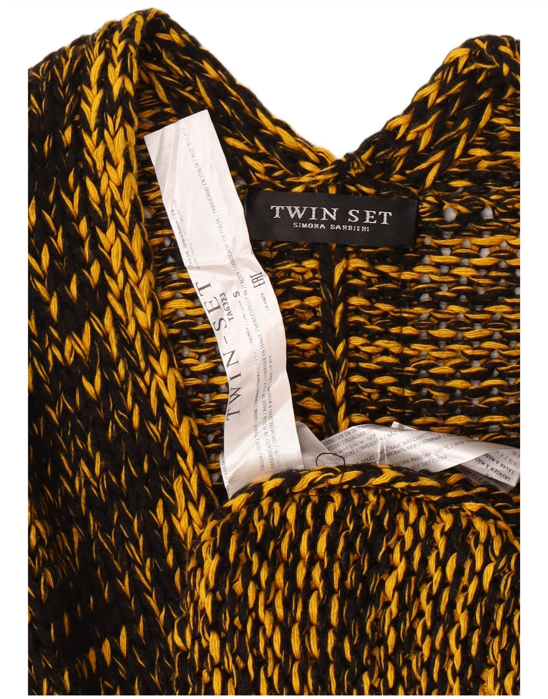 Maglione cardigan oversize da donna Twinset UK 10 piccolo giallo in poliammide