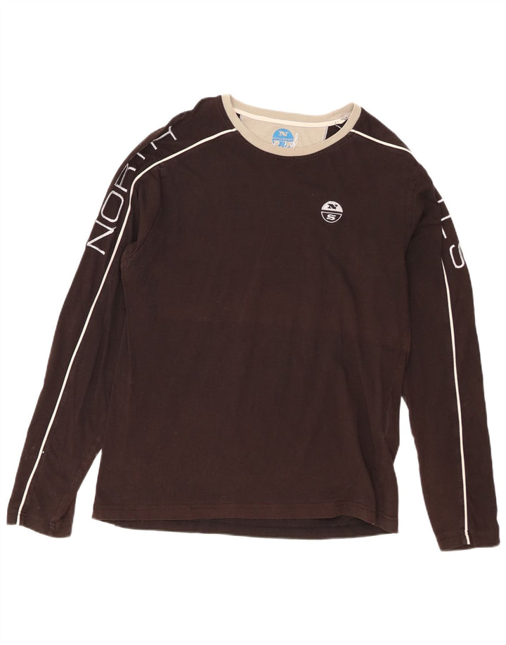 Top grafico da donna North Sails manica lunga UK 16 Large Brown Colourblock