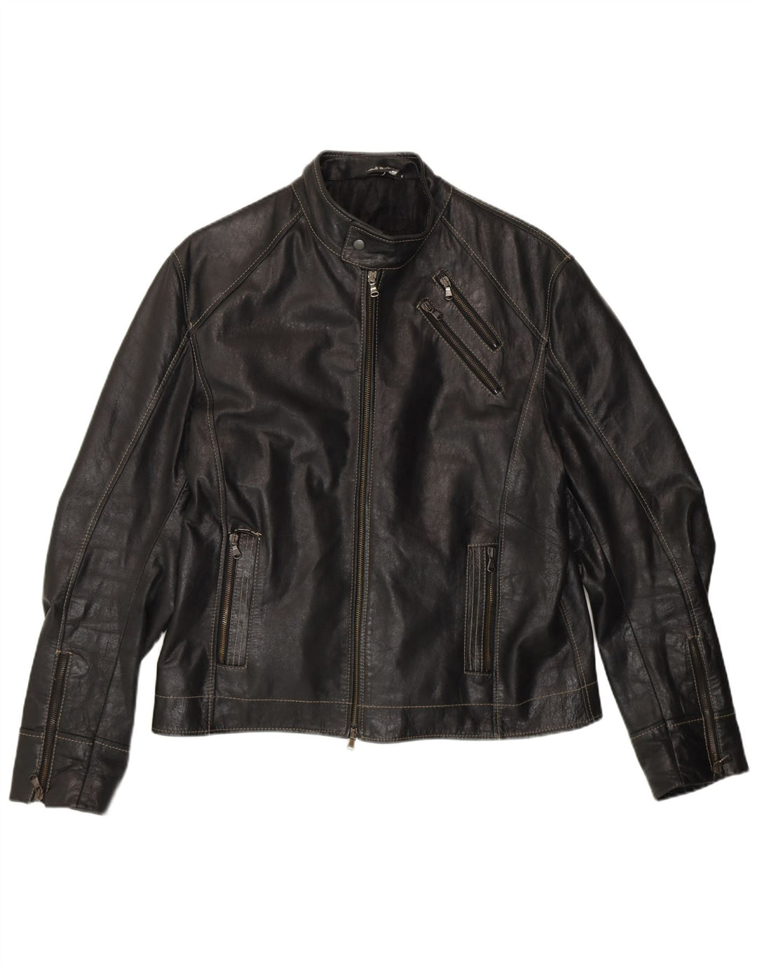 Giacca da pilota in pelle da uomo VINTAGE UK 40 grande in pelle nera