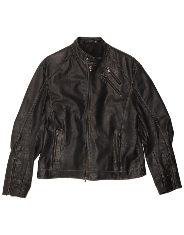 Giacca da pilota in pelle da uomo VINTAGE UK 40 grande in pelle nera