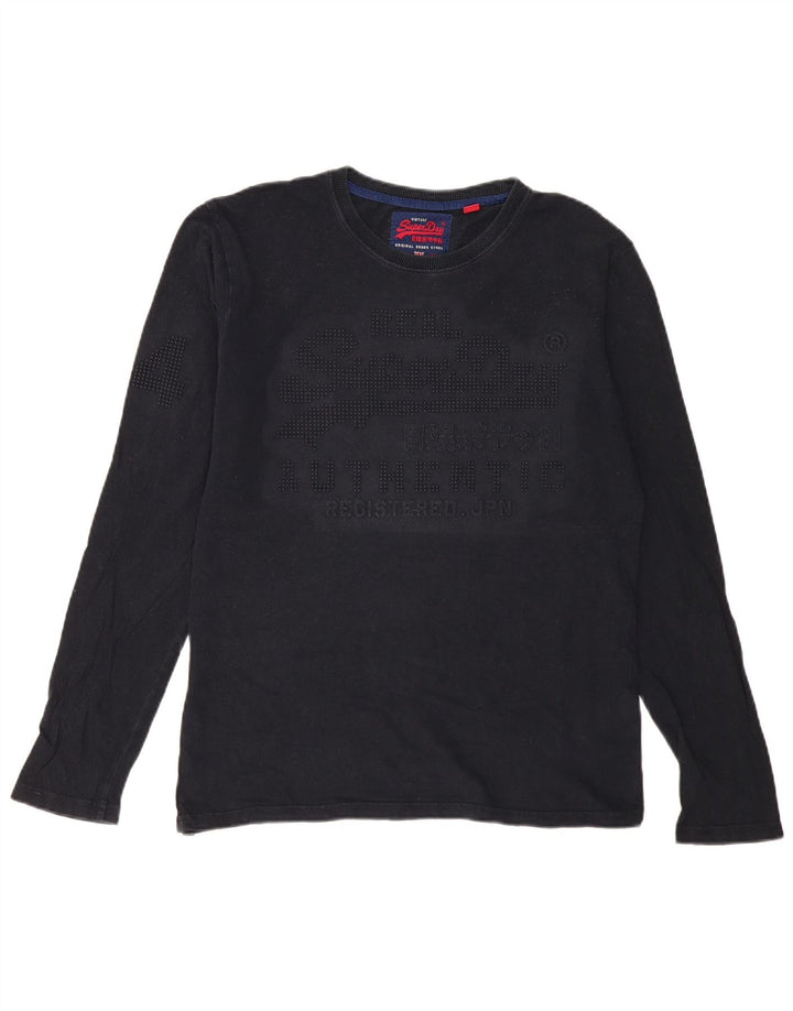 Top grafico da uomo Superdry a maniche lunghe in cotone nero di grandi dimensioni