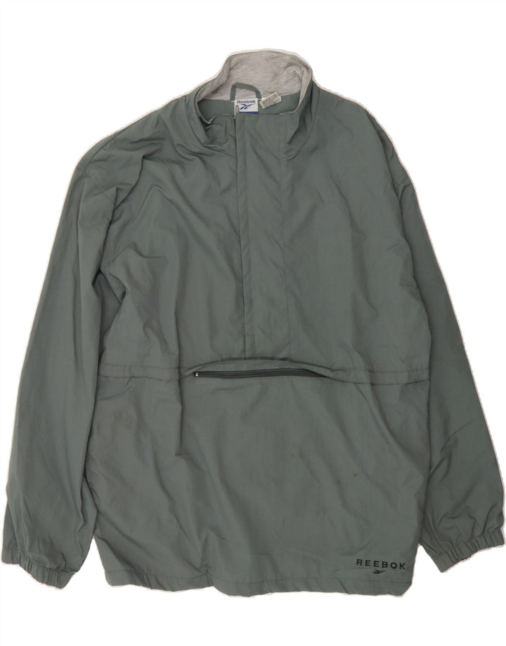 REEBOK Mens Zip Neck Pullover Tracksuit Top XL Grey Nylon Vintage Reebok and Second-Hand Reebok from Messina Hembry 