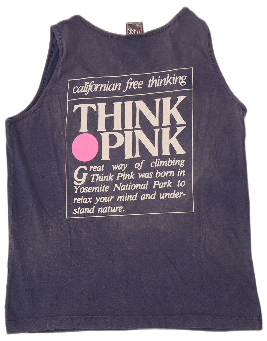 Canottiera grafica da uomo Think Pink piccola in cotone blu navy